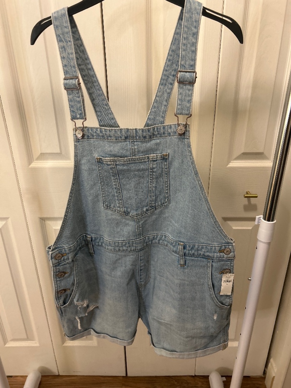 Old Navy Light Distressed Wash Denim Shortalls Size XL